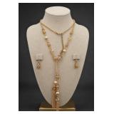 Gold-Tone Beaded Tassel Jewelry Set