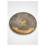 One Oval Silver- & Gold-Colored Belt Buckle