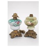 Pair of Floral-Decorated Table Lamps