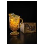 Indiana Glass Harvest Gold Pitcher & Cups