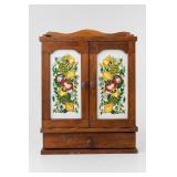 Vintage Wooden Spice Cabinet with 12 Glass Jars
