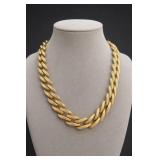 One Textured Yellow-Gold-Colored Necklace w/ Clasp