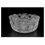 Cut-Glass Bowl w/ Scalloped Rim Starburst Pattern