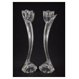 Pair of Mikasa Flower Song Clear Taper Holders