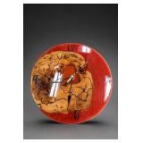 David Rocha 2023 Wood Red Resin Quartz Wall Clock