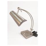 Adjustable Silver-Tone Metal Desk Lamp Square Base