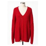 Express Red Textured-Knit Sweater, Size L