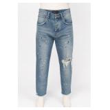 Purple Paint-Splatter Jeans, Size 32