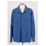 Wrangler Blue Striped Western Snap Shirt, Size 3XL