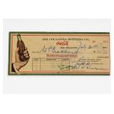 1931 Ada Coca-Cola Bottling Co. Business Check