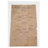 The Cleveland Hotel Osage, Iowa Supper Menu