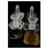 Lot of 10 Mixed Pressed Glass Pieces Ashtrays More