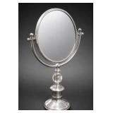 Oval Silver-Tone Tabletop Vanity Mirror