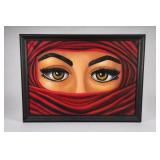 Solano P Framed Stylized Eyes Oil Painting