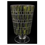 Contemporary Hand-Crafted Olive Green Glass Vase