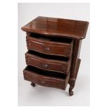 Carved Three-Drawer Wooden Chest