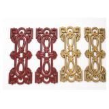 Lot of 4 Red & Gold Ornate Wall Panels