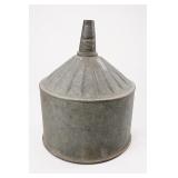 Large Ribbed Metal Hopper-Shaped Vessel