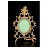 Ornate Oval Easel-Back Brass Frame
