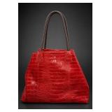 Big Buddha Red Crocodile-Embossed Handbag