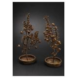 Lot of 2 Decorative Botanical Tree Sculptures