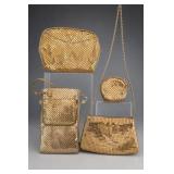 Lot of 4 Gold-Tone Mesh Handbags and Purses