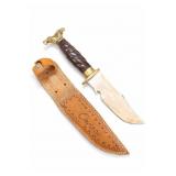 Eagle-Form Pommel Fixed-Blade Knife Leather Sheath