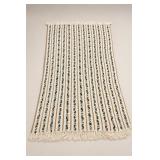 Cream Woven Fringed Area Rug