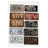 Lot of 10 Vintage Automobile License Plates