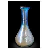 Iridescent Blue Glass Vase, Approx. 10in