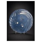 15ï¿½16 in Blue-Gray Spiral Glass Dish
