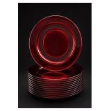 Set of Twelve 12Pc Ruby-Red Glass Salad Plates