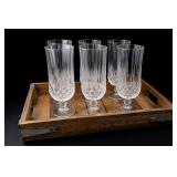 Six vintage Cristal D'Arques tea goblets w Tray