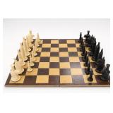 Lot of Chess Set w/ Folding Board & Chess Pieces