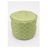 Green Patterned Upholstered Round Ottoman