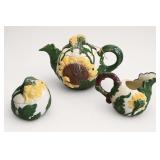 Three-Piece Sunflower Ceramic Tea Service