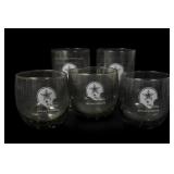 Lot of Five Dallas Cowboys Glass Tumblers