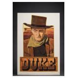 Pencil Signed John Wayne Wooden Art Titled DUKE