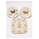 Lot of 3 Signed Butterfly Pineapple Plates