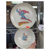 Vintage Superman Melamine Dinnerware Plate & Bowl