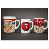Lot of Three Vintage Campbell's and Snoopy Mugs
