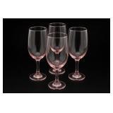 Lot of 4 Pink-Tinted Stemmed Wine Glasses