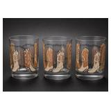 Lot of Three Western Cowboy-Boot Glass Tumblers