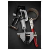 Assorted Workshop Clamping Tools w/ Bench Vise