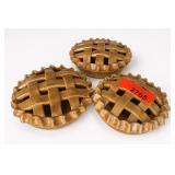 Lot of Three Brown Lattice Pie Plate Decor