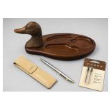 Brass Duck Head Valet Tray & Cross Pen Accessories