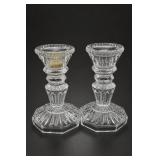 Pair of Clear Pressed/Molded Glass Candlesticks