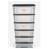 Six Drawer Translucent Plastic Storage Drawers