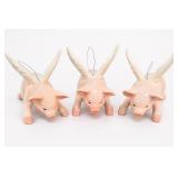 Lot of Three Pink Flying Pigs Ceramic Decor