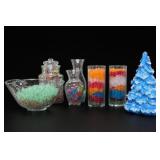 Vintage Ceramic Christmas Trees w Decorative Bulbs